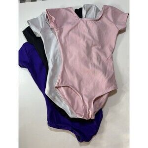 Lot Of 4 Leotards IC Size 6-7 Small Capezio Danskin Pink, Black, Purple, White.